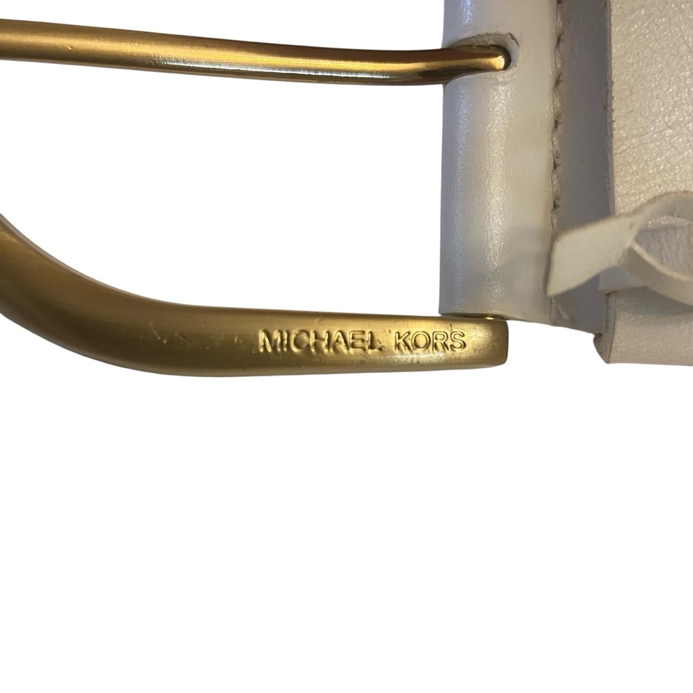Michael Michael Kors White Woven Leather Belt With Gold Buckle Sz M - Picture 10 of 13